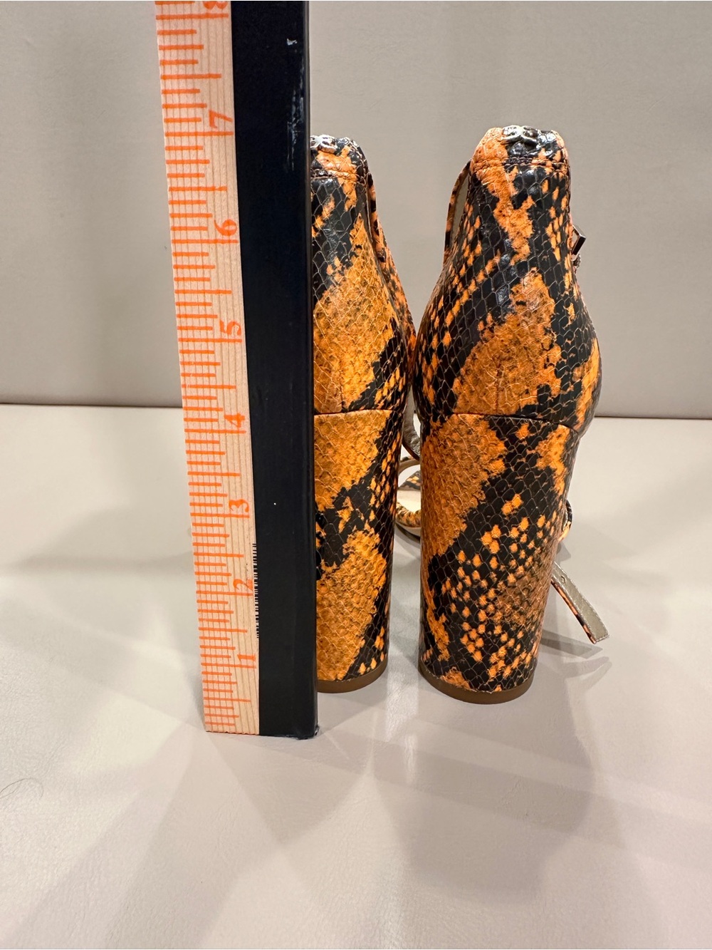 Sam Edelman Yellow-Black Snake Print Ankle-Strap Heels - Picture 9 of 10